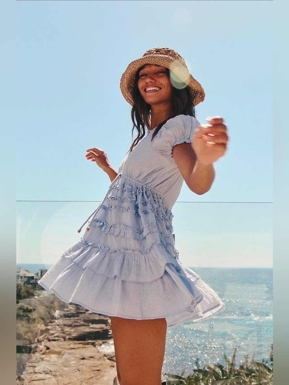 Free People Fre-est Darcy Mini Dres Dried Hydrangea M